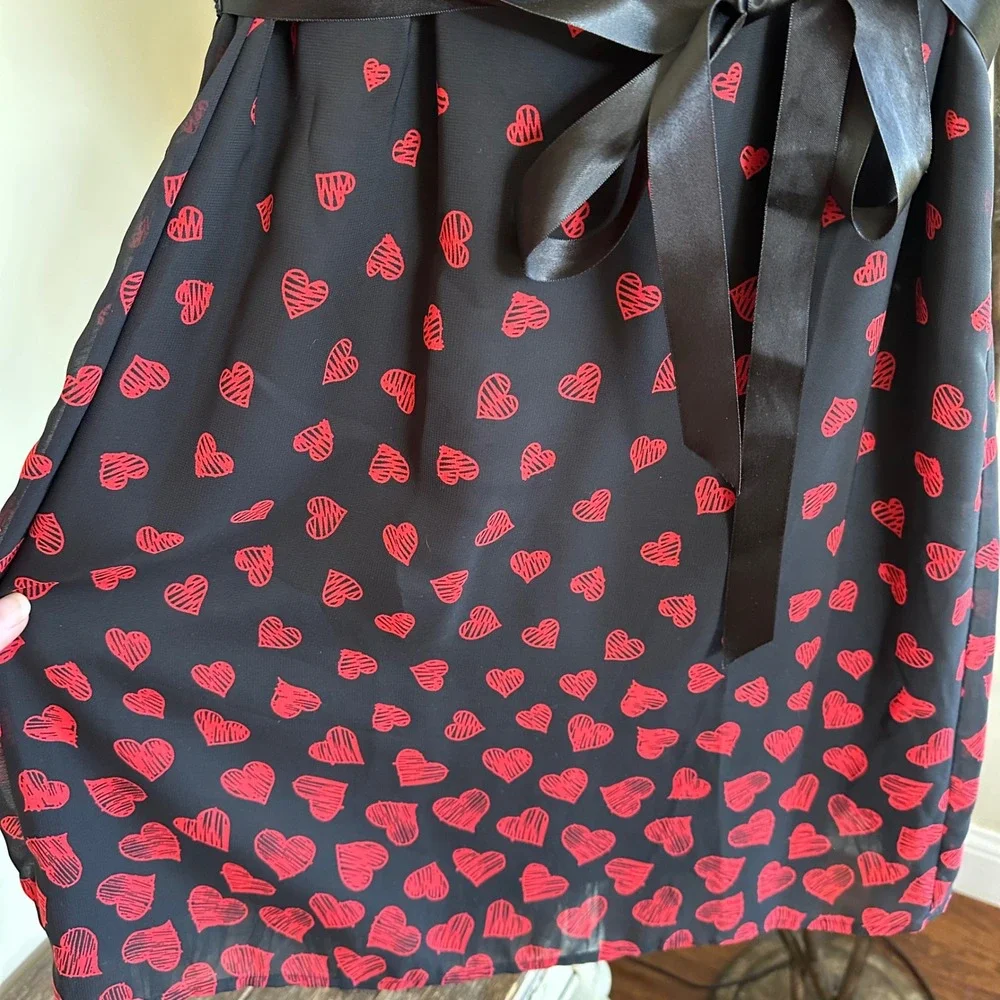 Disney D-Signed Queen of Hearts Black Red Sleeveless Ribbon Dress Kids‎ L 14 16